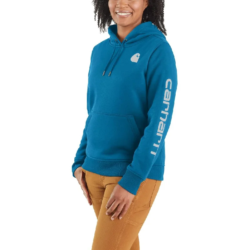 'Carhartt' Women's Clarksburg Sleeve Logo Hoodie - Marine Blue