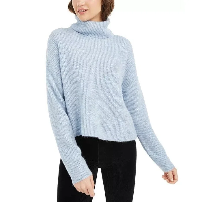 Sun + Moon Women's Boxy Turtleneck Sweater Blue Size Large